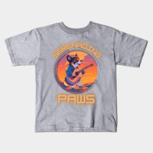 Serenading Dog: "Serenading Paws" Kids T-Shirt